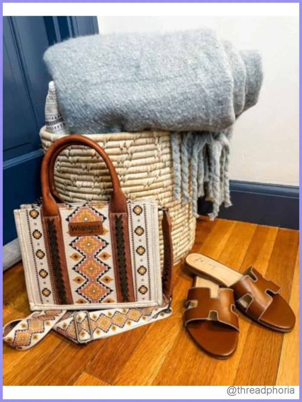 Western Aztec Satchel Tote Bag Cotton Canvas Crossbody Women